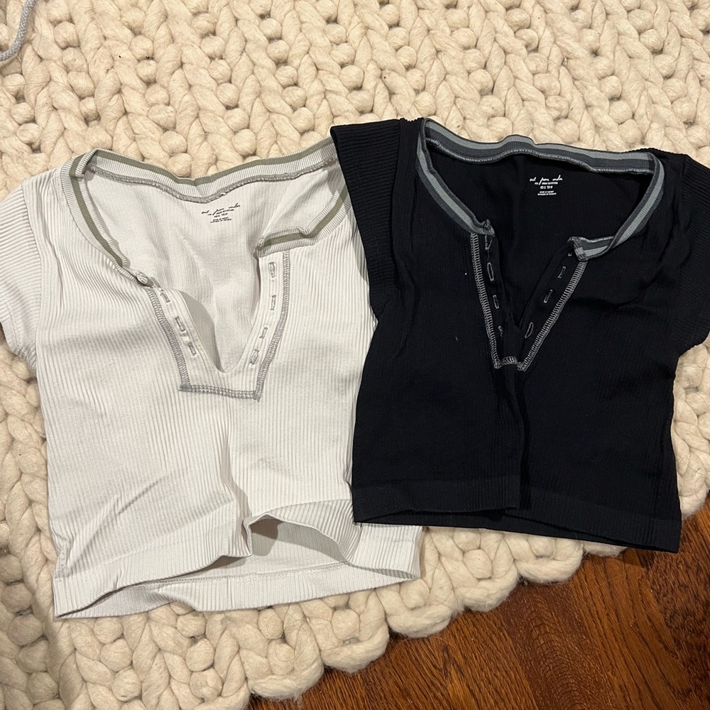Urban Outfitters Out From Under Go For Gold Black and White Ribbed Tops Bundle
